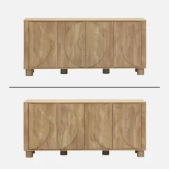 Aparador efecto madera con 4 puertas, 155cm
