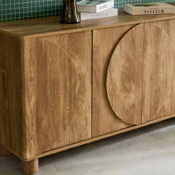 Aparador efecto madera con 4 puertas, 155cm