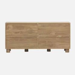 Aparador efecto madera con 4 puertas, 155cm
