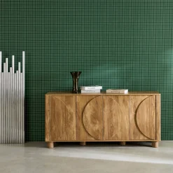 Aparador efecto madera con 4 puertas, 155cm