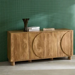 Aparador efecto madera con 4 puertas, 155cm