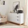Aparador efecto madera con patas de madera 2 puertas, 120cm