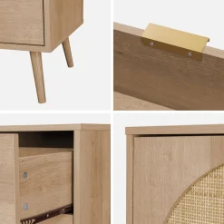 Aparador efecto madera de 2 puertas y 3 cajones, 150cm