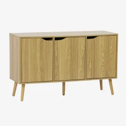 Aparador efecto nogal con 3 puertas y 3 estantes, 120cm