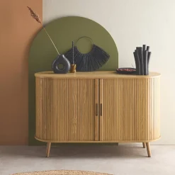 Aparador escandinavo con 2 puertas correderas, 120cm