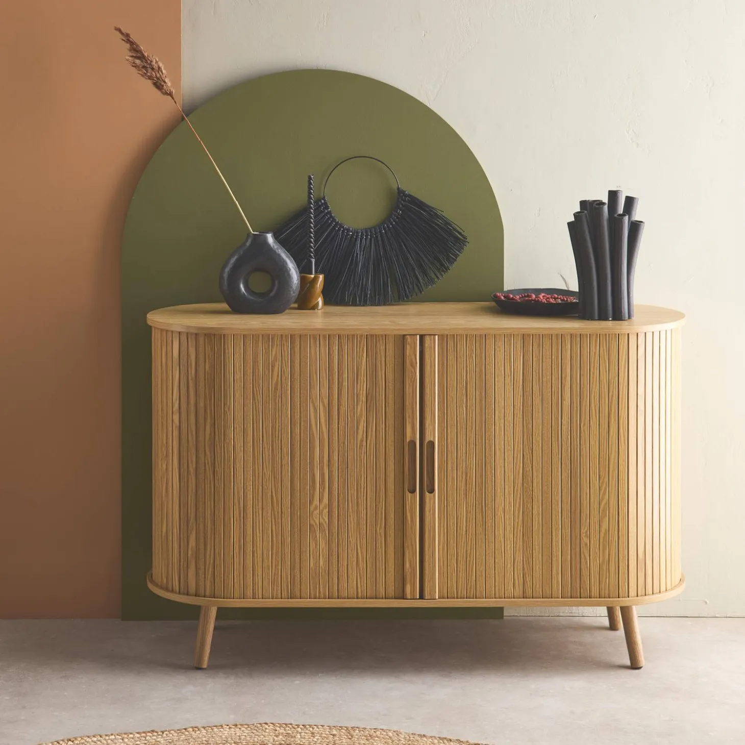 Aparador escandinavo con 2 puertas correderas, 120cm