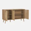 Aparador escandinavo con efecto madera de 3 puertas, 120cm