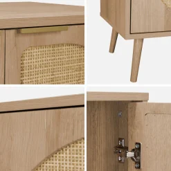 Aparador escandinavo con efecto madera de 3 puertas, 120cm