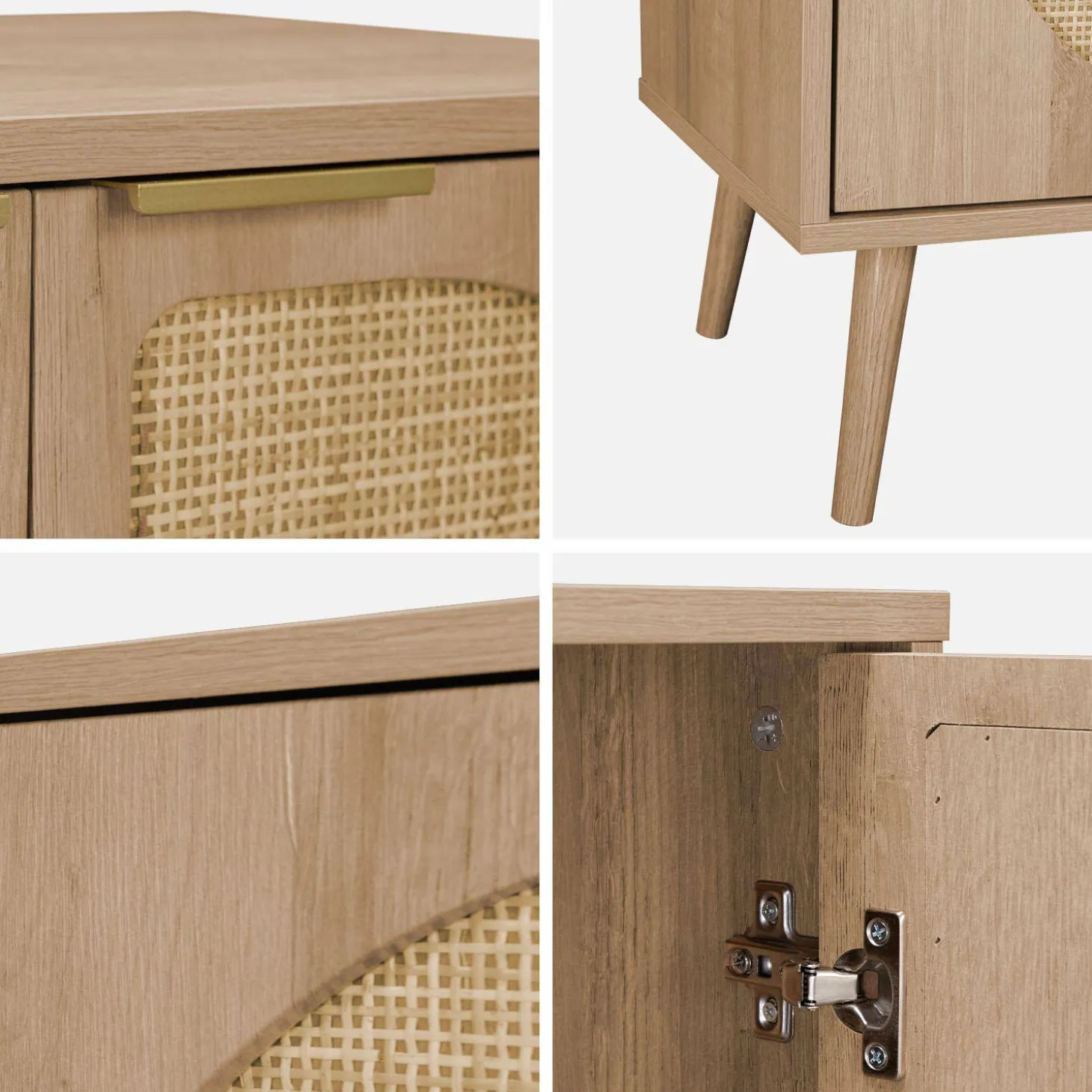 Aparador escandinavo con efecto madera de 3 puertas, 120cm