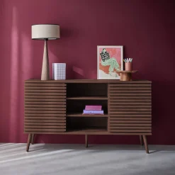 Aparador escandinavo de madera con 2 puertas, 140cm