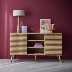 Aparador escandinavo de madera con 2 puertas, 140cm