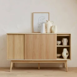 Aparador escandinavo efecto madera con 2 puertas, 150cm