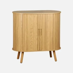 Aparador escandinavocon efecto madera ranurada, 80cm