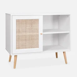 Aparador estilo escandinavo con 1 puerta de caña, 80cm
