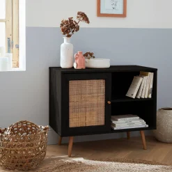 Aparador estilo escandinavo con 1 puerta de caña, 80cm