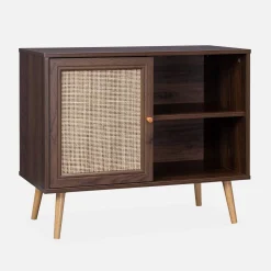 Aparador estilo escandinavo con 1 puerta de caña, 80cm
