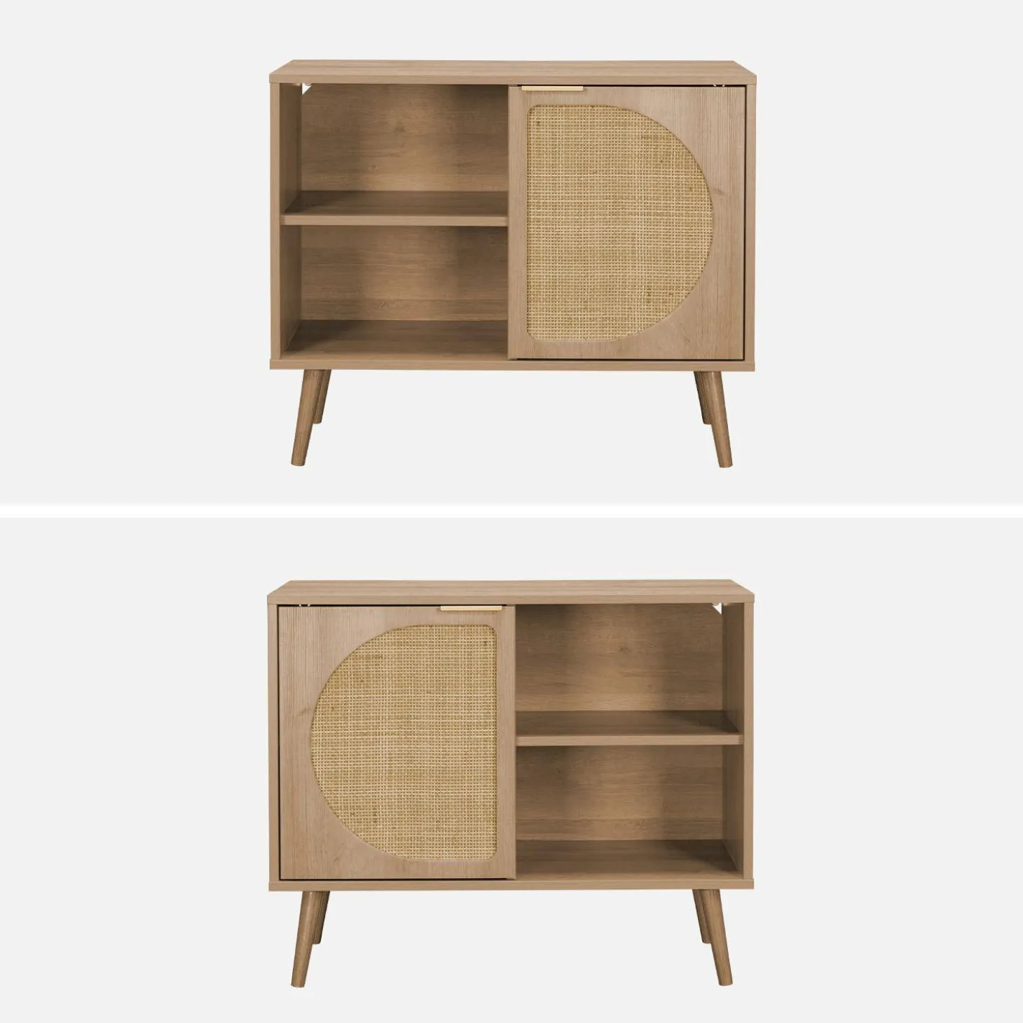 Aparador estilo escandinavo con madera redondeada, 80cm