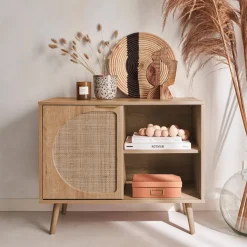 Aparador estilo escandinavo con madera redondeada, 80cm