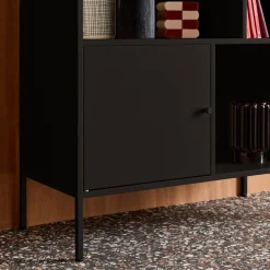 Aparador, mueble de almacenamiento industrial de metal con 6 compartimentos