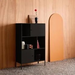 Aparador, mueble de almacenamiento industrial de metal con 6 compartimentos