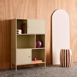 Aparador, mueble de almacenamiento industrial de metal con 6 compartimentos