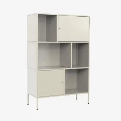Aparador, mueble de almacenamiento industrial de metal con 6 compartimentos