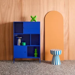 Aparador, mueble de almacenamiento industrial de metal con 6 compartimentos