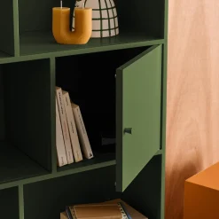 Aparador, mueble de almacenamiento industrial de metal con 8 compartimentos