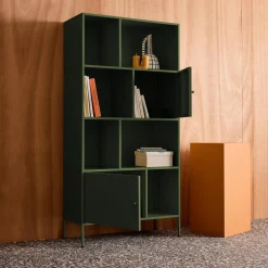 Aparador, mueble de almacenamiento industrial de metal con 8 compartimentos