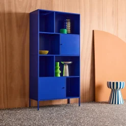 Aparador, mueble de almacenamiento industrial de metal con 8 compartimentos