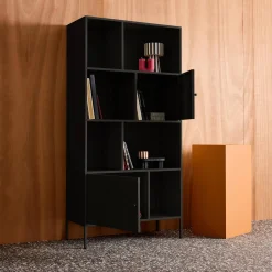 Aparador, mueble de almacenamiento industrial de metal con 8 compartimentos
