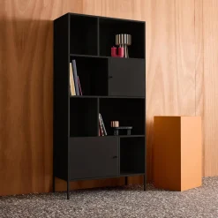Aparador, mueble de almacenamiento industrial de metal con 8 compartimentos