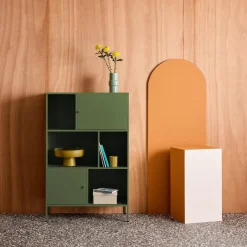 Aparador, mueble de almacenamiento industrial de metal con 6 compartimentos