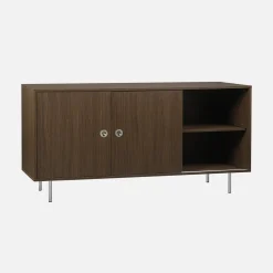 Aparador vintage de madera y acero inoxidable con 2 puertas, 150 cm