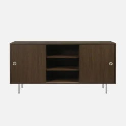 Aparador vintage de madera y acero inoxidable con 2 puertas, 150 cm