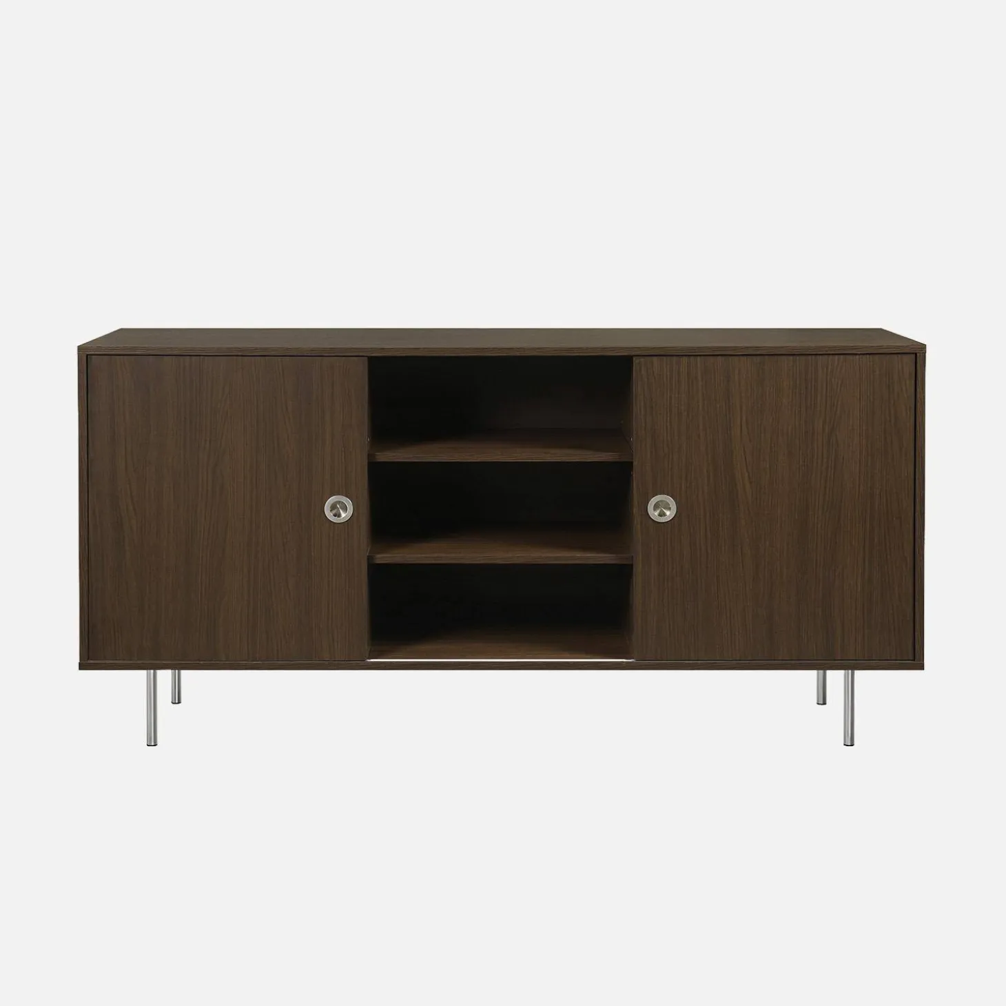 Aparador vintage de madera y acero inoxidable con 2 puertas, 150 cm