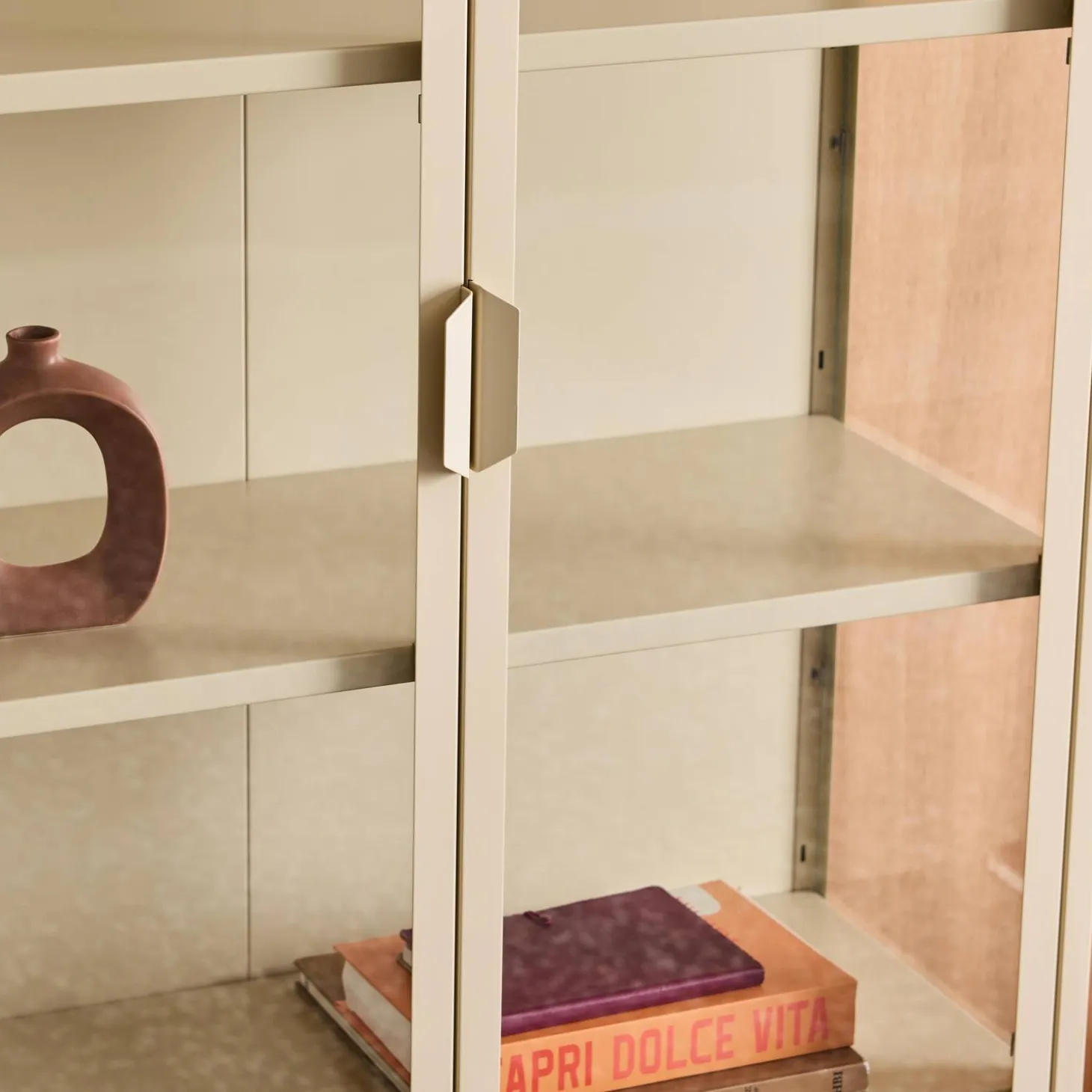 Aparador, vitrina de acero y vidrio templado con 2 puertas, 180cm