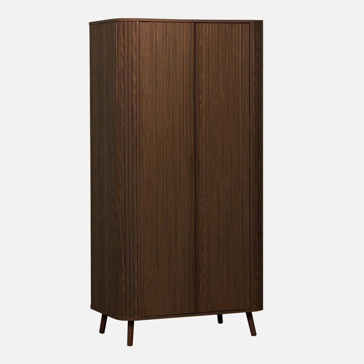 Armario efecto madera ranurada con estante y armario ropero