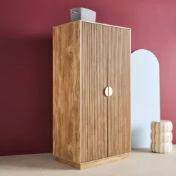 Armario vestidor efecto madera de mango ranurado, 2 puertas