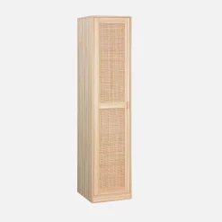 Armario vestidor efecto madera y caña con 1 puerta y 5 estantes