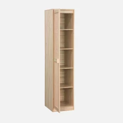 Armario vestidor efecto madera y caña con 1 puerta y 5 estantes