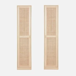 Armario vestidor efecto madera y caña con 1 puerta y 5 estantes
