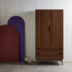 Armario vestidor vintage, decoración en madera, 2 puertas