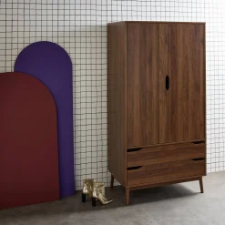 Armario vestidor vintage, decoración en madera, 2 puertas