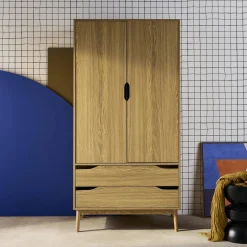 Armario vestidor vintage, decoración en madera, 2 puertas
