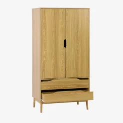 Armario vestidor vintage, decoración en madera, 2 puertas