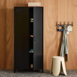 Armario/vestidor industrial de metal 2 puertas, 4 estantes, 1 barra para colgar