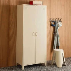 Armario/vestidor industrial de metal 2 puertas, 4 estantes, 1 barra para colgar