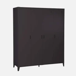 Armario/vestidor industrial de metal 4 puertas, 10 estantes, 1 barra de colgar