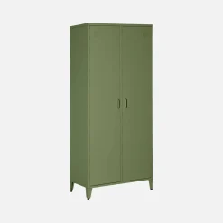 Armario/vestidor industrial de metal 2 puertas, 4 estantes, 1 barra para colgar